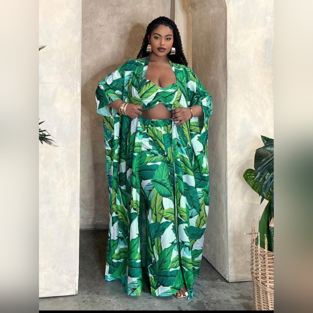 Slaydiva Plus Size Ladies' Vacation Three-Piece Set